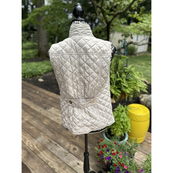 Charter Club Reversible Vest Animal Print / Beige Soft Pockets Quilted Zip Sz S - Picture 5 of 13